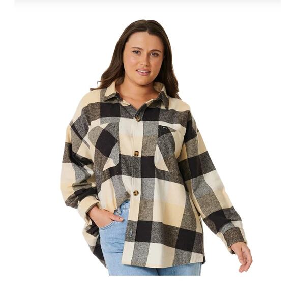 Rip Curl Black and Tan Button Down Shirt | Size L - Picture 1 of 8